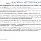 Acadian Asset Management Inc. Reports Financial and Operating Results for the First Quarter Ended March 31, 2025