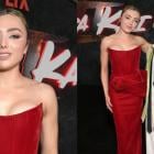 Peyton List Sees Red in Romantic Raisa Vanessa Gown at ‘Cobra Kai’ Premiere With Boyfriend Jacob Bertrand in KidSuper