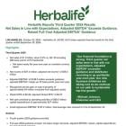 Herbalife Reports Third Quarter 2024 Results, Net Sales In Line with Expectations, Adjusted EBITDA1 Exceeds Guidance; Raised Full-Year Adjusted EBITDA1 Guidance