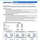 Jack Henry & Associates, Inc. Reports Third Quarter Fiscal 2025 Results