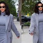 Cardi B Embraces Monochromatic Layering in Head-to-toe Gray Helsa Look in Los Angeles