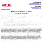 AMC Entertainment Holdings, Inc. Reports Third Quarter 2024 Results