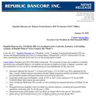 Republic Bancorp, Inc. Reports Fourth Quarter 2023 Net Income of $19.7 Million