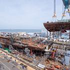 Shipbuilder Huntington Ingalls' quarterly earnings fall on slowing volume