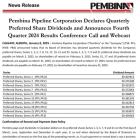 Pembina Pipeline Corporation Declares Quarterly Preferred Share Dividends and Announces Fourth Quarter 2024 Results Conference Call and Webcast