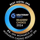 Spa Monarch jumps two spots to #2  best spa in the nation, as voted on by USA Today readers