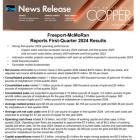 Freeport-McMoRan First-Quarter 2024 Financial and Operating Results Release Available on Its Website