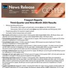 Freeport Third-Quarter and Nine-Month 2024 Financial and Operating Results Release Available on Its Website